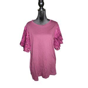 Michael Kors Fuchsia Embellished sleeve tunic top